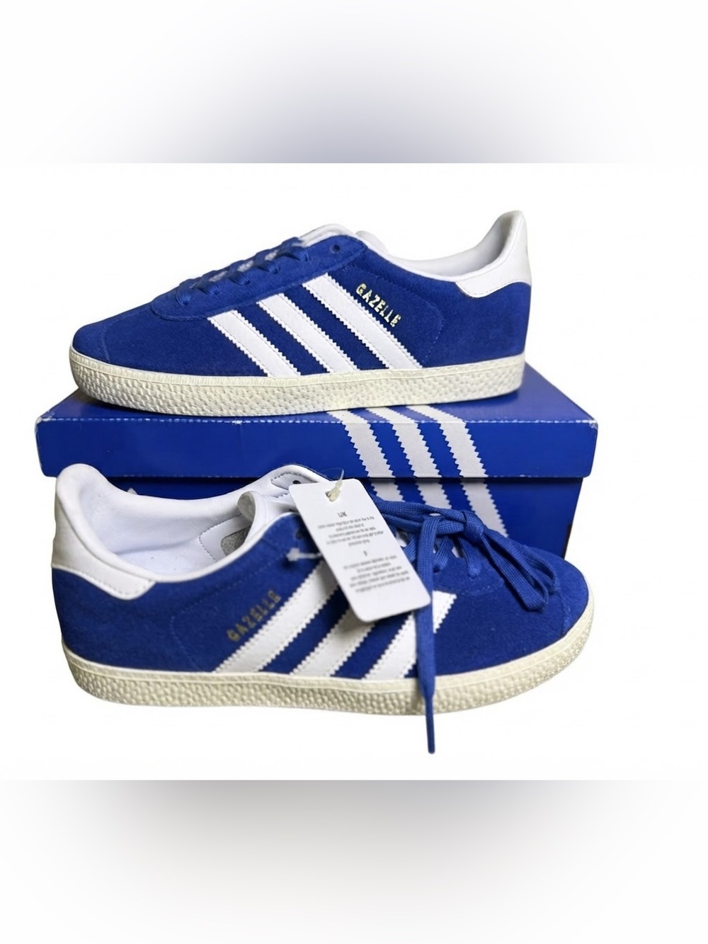 Adidas Gazelle J Royal Blue White Suede Sneakers Shoes Y Size 4 /(BB2501)